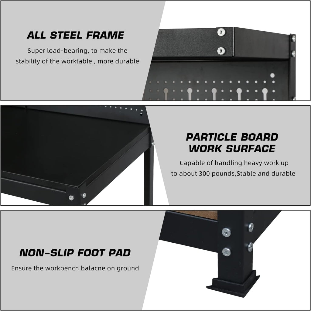 47" Heavy Duty Workbench with Pegboard Storage