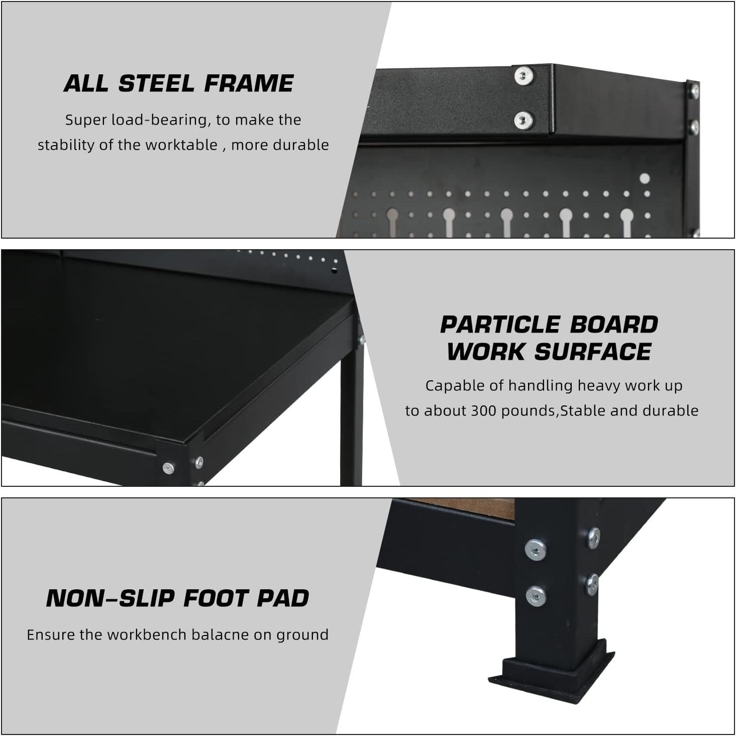 47" Heavy Duty Workbench with Pegboard Storage