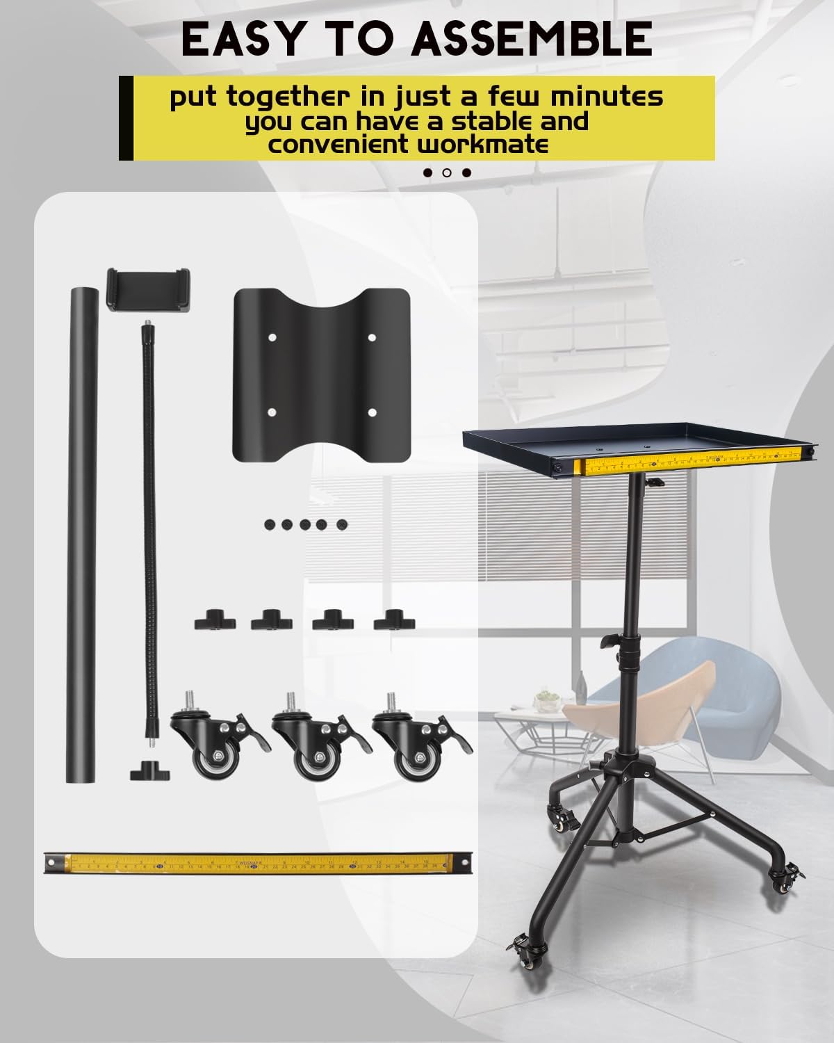 Rolling Tool Cart with Phone Stand, Magnetic Work Table