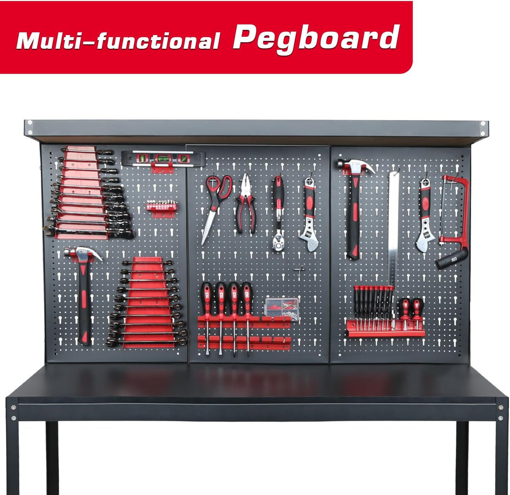 47" Heavy Duty Workbench with Pegboard Storage