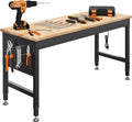 60" Heavy Duty Workbench with Power Outlets, Adjustable Work Table