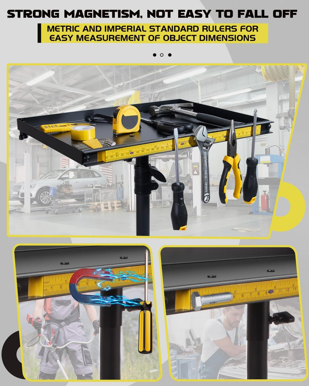 Rolling Tool Cart with Phone Stand, Magnetic Work Table