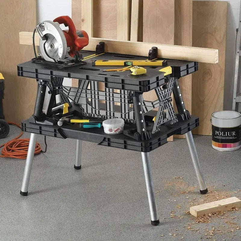 Folding Workbench with Clamps, Portable Heavy Duty Work Table