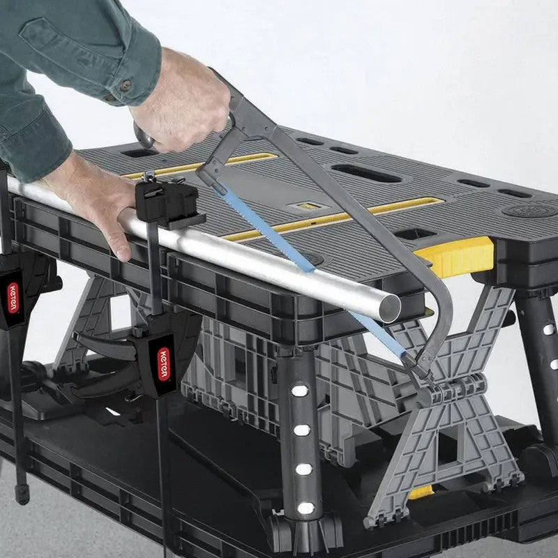 Folding Workbench with Clamps, Portable Heavy Duty Work Table