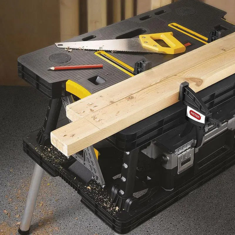 Folding Workbench with Clamps, Portable Heavy Duty Work Table